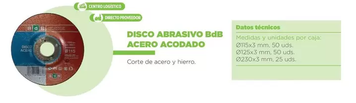 Oferta de Bdb - Disco Abrasivo Acero Acodato en BdB