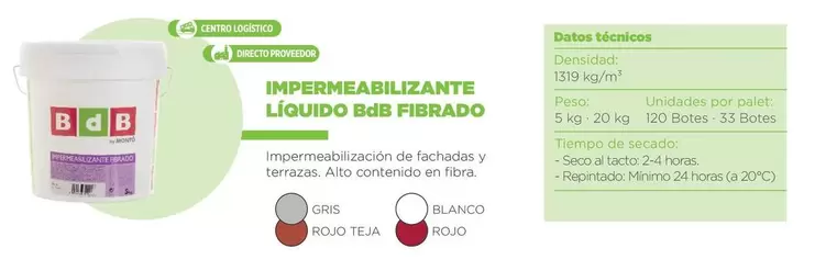 Oferta de Seco - Impermeabilizante Líquido Bdb Fibrado en BdB