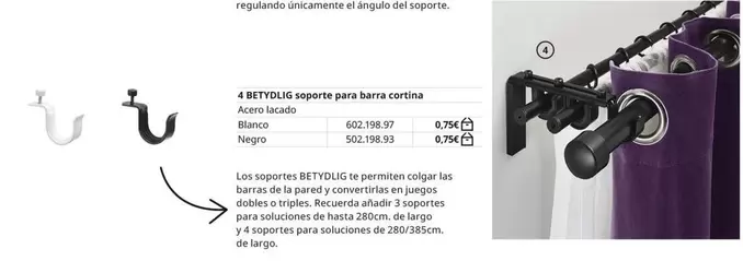 Oferta de Betydlig - Soporte Para Barra Cortina por 0,75€ en IKEA