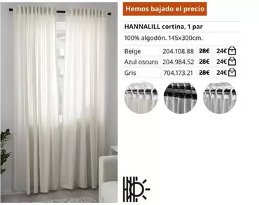 Oferta de Hannalill Cortina por 24€ en IKEA