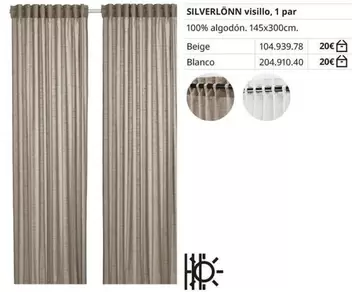 Oferta de Silverlönn Visillo por 20€ en IKEA