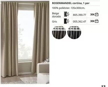 Oferta de Rosenmandel Cortina por 30€ en IKEA