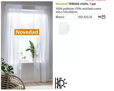 Oferta de  Teresia Visillo por 9€ en IKEA