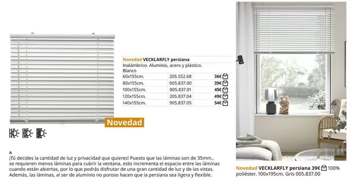 Oferta de Vecklarfly Persiana por 36€ en IKEA