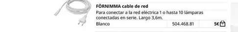 Oferta de Förnimma Cable De Red  por 5€ en IKEA