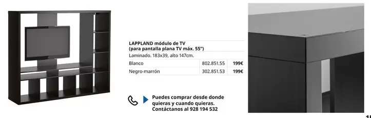 Oferta de Lappland Módulo De Tv (Para Pantalla Plana Tv Máx. 55") por 199€ en IKEA