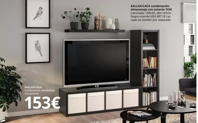 Oferta de Kallax/Lack Combinación Almacenaje Con Estante por 153€ en IKEA