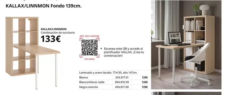 Oferta de Kallax/Linnmon - Combinacion De Escritorio por 133€ en IKEA