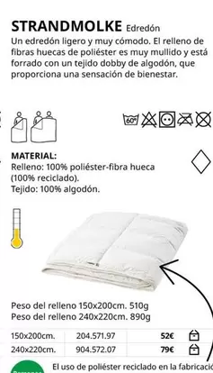 Oferta de Strandmolke - Edredon por 52€ en IKEA