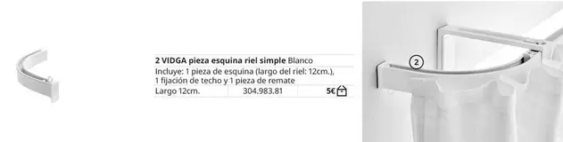 Oferta de Vidga - Pieza Esquina Riel Simple Blanco por 5€ en IKEA