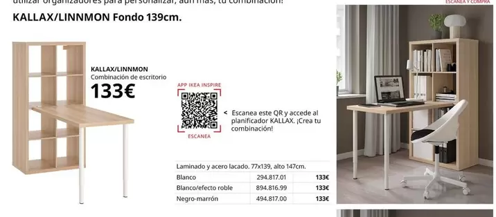 Oferta de Kallax/Linnmon Combinación De Escritorio por 133€ en IKEA