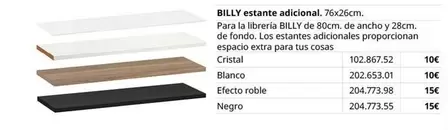 Oferta de Billy Estante Adicional por 10€ en IKEA