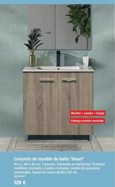 Oferta de Conjunto De Mueble De Baño 'Smart' por 129€ en BAUHAUS