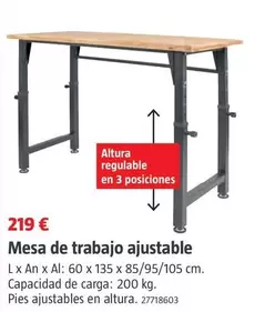 Oferta de Mesa De Trabajo Ajustable por 219€ en BAUHAUS