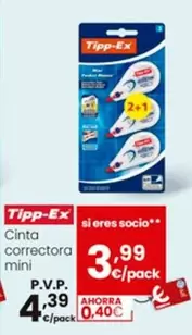 Oferta de Tipp-Ex - Cinta Correctora Mini por 4,39€ en Eroski