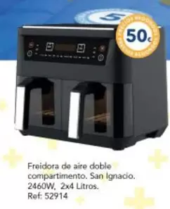 Oferta de San Ignacio - Freidora De Aire Doble Compatimento. . 2460w, 2x4 Litros. por 50€ en Tiendas MGI