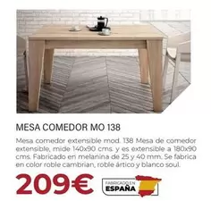 Oferta de Mesa Comedor Mo 138 por 209€ en HiperMueble Canarias