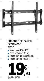 Oferta de Vivanco - Soporte De Pared por 19,9€ en E.Leclerc