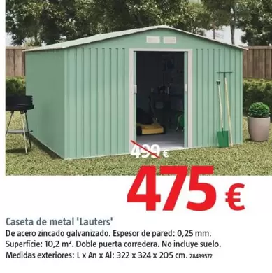 Oferta de Caseta De Metal 'Lauters' por 475€ en BAUHAUS