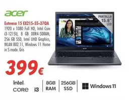 Oferta de Acer - Extensa 15 Ex215-55-37qa por 399€ en Zbitt