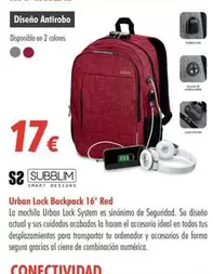 Oferta de Ideal - Subblim - Urban Lock Backpack 16" Red por 17€ en Zbitt