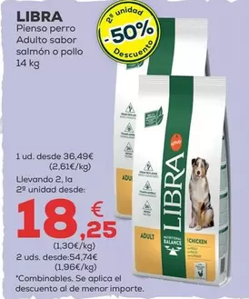 Oferta de Libra - Pienso Perro Adulto Sabor Salmon O Pollo por 36,49€ en Kiwoko