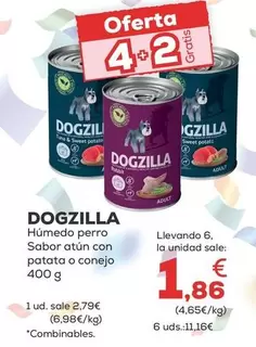 Oferta de Dogzilla - Humedo Perro Sabor Atún Con Patata O Conejo 400 G  por 2,79€ en Kiwoko