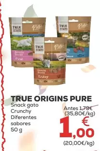 Oferta de True  Origins Pure - Nack Gato Crunchy Diferentes Sabores por 1€ en Kiwoko