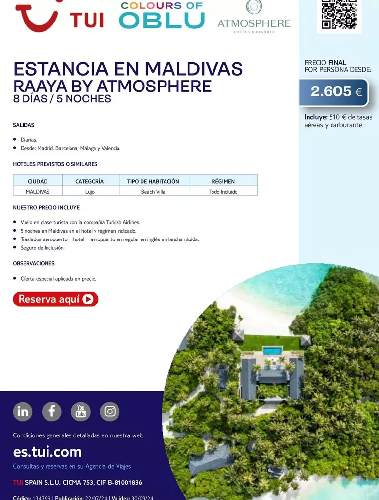 Oferta de Hotels - Tui - Estancia En Maldivas Raya By Atmosphere por 2605€ en Tui Travel PLC