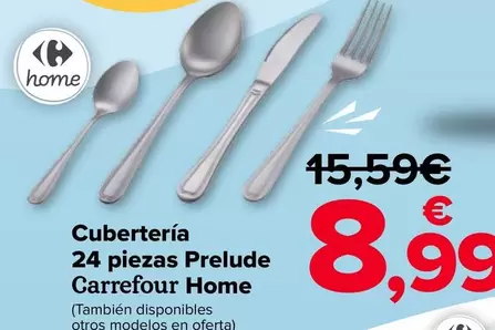 Oferta de Carrefour Home - Cuberteria 24  Piezas Prelude por 8,99€ en Carrefour