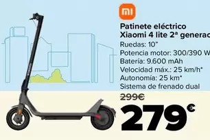 Oferta de Xiaomi - Patinete Eléctrico 4 Lite 2 Generacion por 279€ en Carrefour