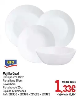 Oferta de Aro - Vajilla Opal por 1,33€ en Makro