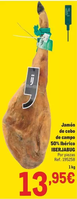 Oferta de Iberjabug - Jamón De Cebo De Campo 50% Ibérico por 13,95€ en Makro