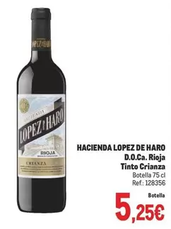 Oferta de Hacienda Lopez De Haro - D.O.Ca. Rioja Tinto Crianza  por 5,25€ en Makro