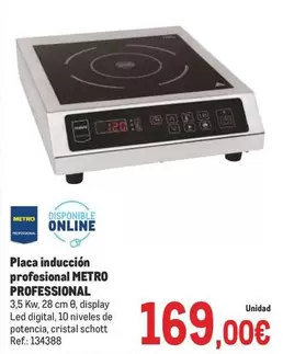 Oferta de Cristal - Metro Professional - Placa Inducción Profesional por 169€ en Makro