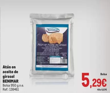 Oferta de Benimar - Atún En Aceite De Girasol  por 5,29€ en Makro