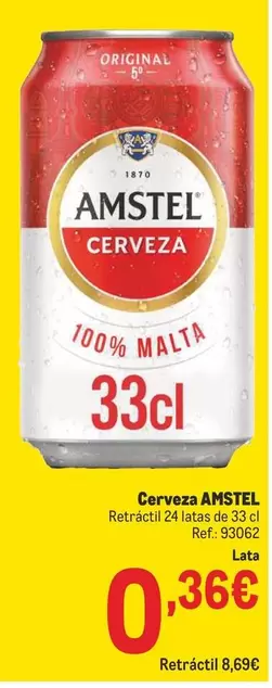 Oferta de Amstel - Cerveza por 0,36€ en Makro