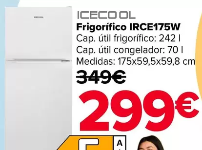 Oferta de Icecool - Frigorífico IRCE175W por 299€ en Carrefour