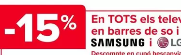 Oferta de Samsung - En Todos Los Televisores De 55\ Y Superiores Y En Barras De Sonido Y Altavoces De Las Y Lg" en Carrefour