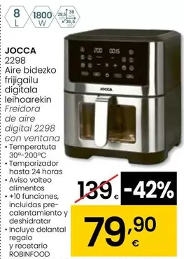 Oferta de Jocca - Freidora De Aire Digital 2298 Con Ventana  por 79,9€ en Eroski