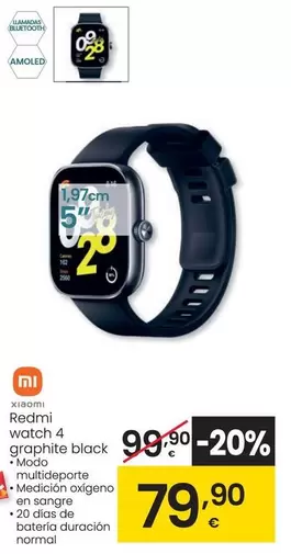 Oferta de Xiaomi - Redmi Watch4 Graphite Black  por 79,9€ en Eroski