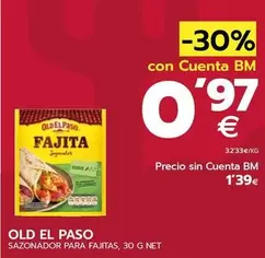 Oferta de Old El Paso - Sazonador Para Fajitas por 0,97€ en BM Supermercados