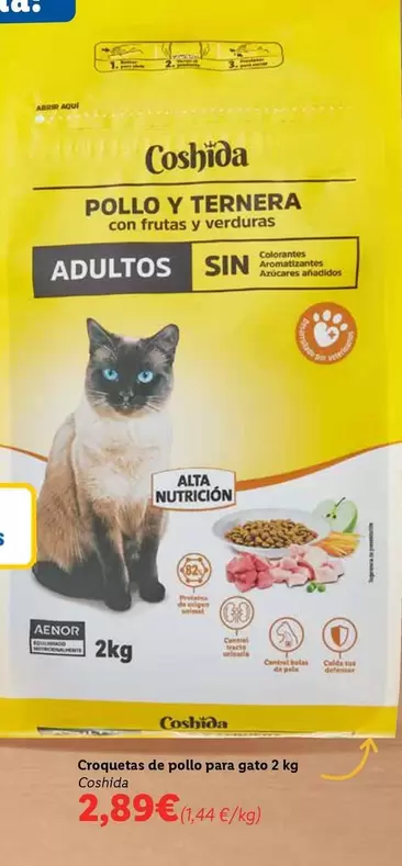 Oferta de Coshida - Croquetas De Pollo Para Gato por 2,89€ en Lidl