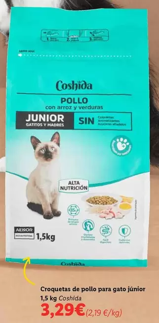 Oferta de Coshida - Croquetas De Pollo Para Gato Júnior por 3,29€ en Lidl