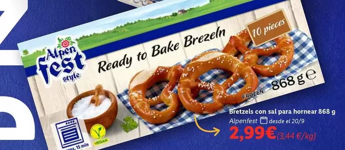 Oferta de Alpenfest - Bretzels Con Sal Para Hornear  por 2,99€ en Lidl