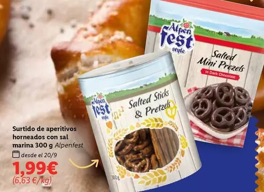 Oferta de Alpenfest - Surtido De Aperitivos Horneados Con Sal Marina por 1,99€ en Lidl