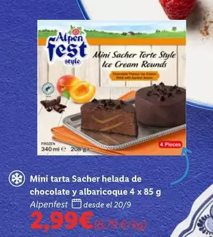 Oferta de Alpenfest - Mini Tarta Sacher Helada De Chocolate Y Albaricoque por 2,99€ en Lidl