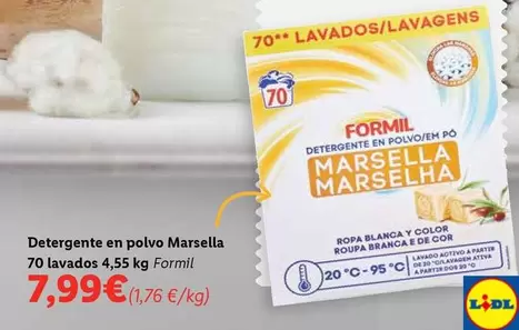 Oferta de Formil -  Detergente En Polvo Marsella por 7,99€ en Lidl