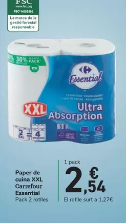 Oferta de Carrefour - Paper De Cuina Xxl Essential por 2,54€ en Carrefour Express