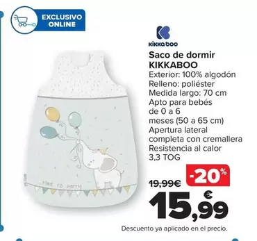 Oferta de Kikkaboo - Saco De Dormir por 15,99€ en Carrefour